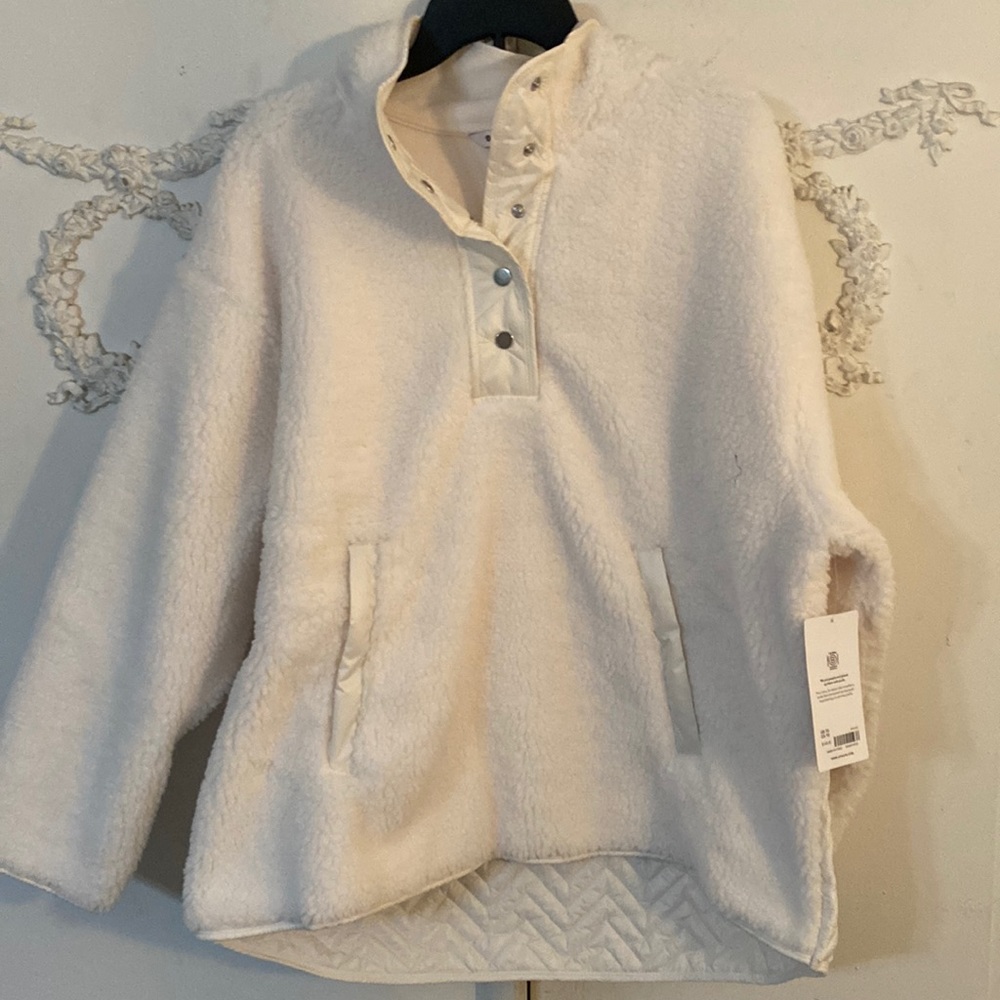 Athleta Cream Sherpa Pullover Hoodie